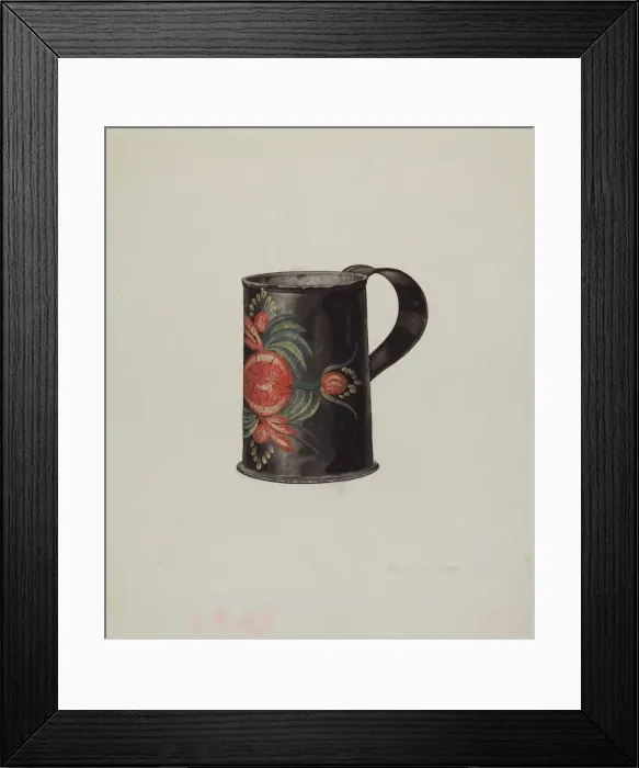 Framed Print : Toleware Mug, 1941. Creator: Samuel O. Klein Framed Print : Toleware Mug, 1941. Creator: Samuel O. Klein