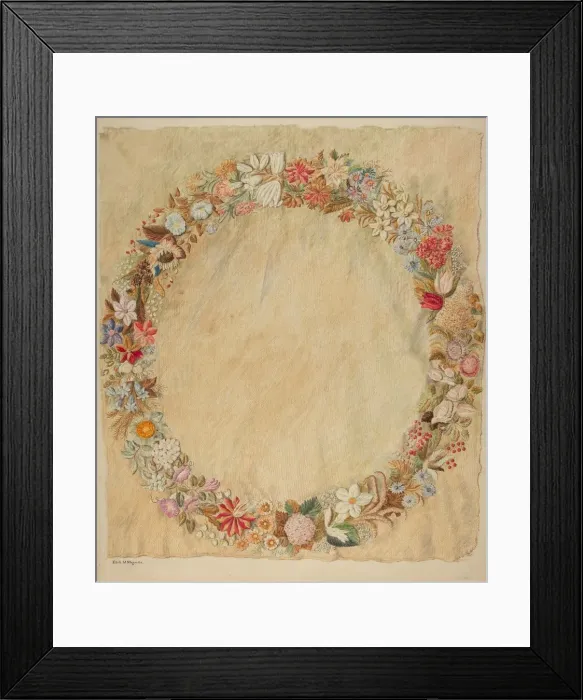 Framed Print : Crewel Embroidery for Table, 1941. Creator: Edith Magnette Framed Print : Crewel Embroidery for Table, 1941. Creator: Edith Magnette