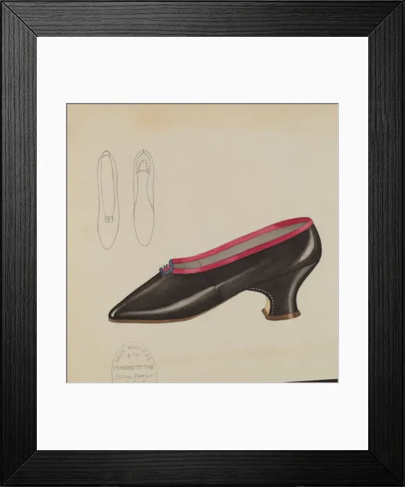 Framed Print : Womans Slippers, c. 1936. Creator: Esther Hansen Framed Print : Womans Slippers, c. 1936. Creator: Esther Hansen