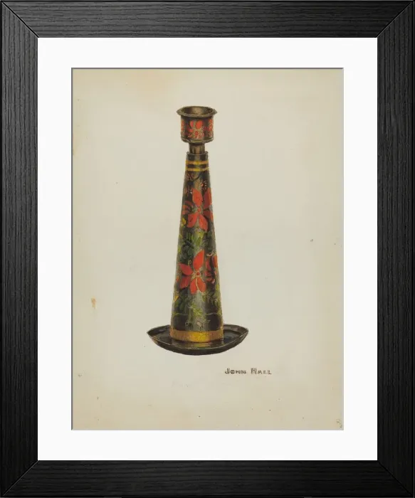 Framed Print : Toleware Candlestick, 1935 / 1942. Creator: John Hall Framed Print : Toleware Candlestick, 1935 / 1942. Creator: John Hall