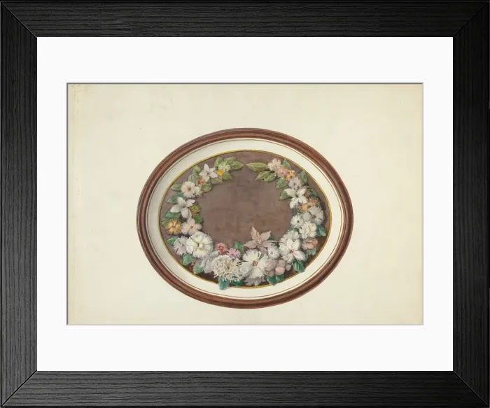 Framed Print : Feather Wreath Oval Frame, 1935 / 1942. Creator: Esther Hansen Framed Print : Feather Wreath Oval Frame, 1935 / 1942. Creator: Esther Hansen