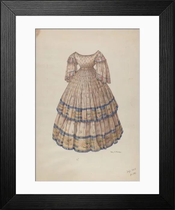 Framed Print : Dress with Hoop Skirt, 1935 / 1942. Creator: Mary E Humes Framed Print : Dress with Hoop Skirt, 1935 / 1942. Creator: Mary E Humes