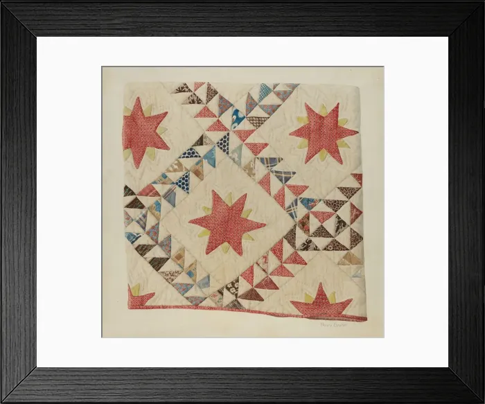 Framed Print : Quilt (Star and Triangle), 1935 / 1942. Creator: Henry Granet Framed Print : Quilt (Star and Triangle), 1935 / 1942. Creator: Henry Granet