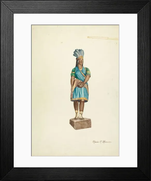 Framed Print : Wooden Indian (Female), 1935 / 1942. Creator: Marius Hansen Framed Print : Wooden Indian (Female), 1935 / 1942. Creator: Marius Hansen