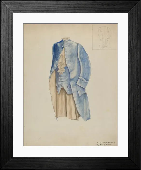 Framed Print : Mans Coat & Waistcoat, c. 1937. Creator: Mary E Humes Framed Print : Mans Coat & Waistcoat, c. 1937. Creator: Mary E Humes