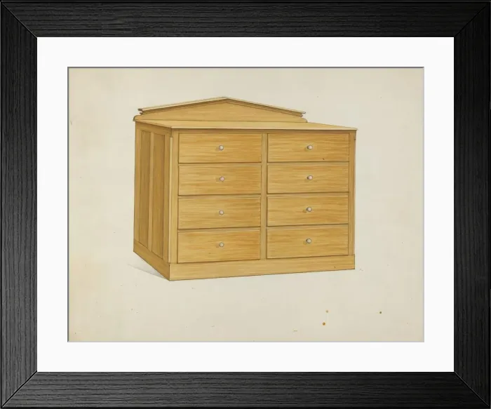 Framed Print : Shaker Chest of Drawers, c. 1936. Creator: Ray Holden Framed Print : Shaker Chest of Drawers, c. 1936. Creator: Ray Holden