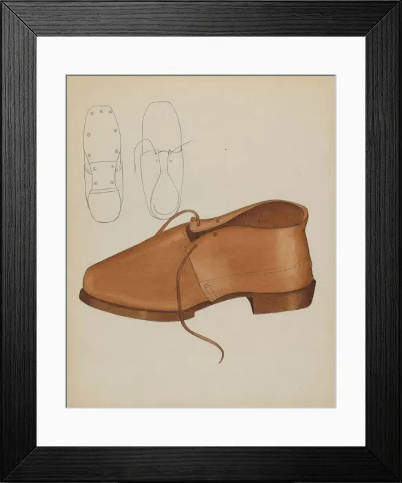 Framed Print : Mans Shoe, c. 1936. Creator: Marie Mitchell Framed Print : Mans Shoe, c. 1936. Creator: Marie Mitchell