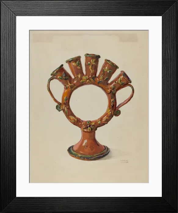 Framed Print : Pa. German Flower Holder, c. 1936. Creator: Frances Lichten Framed Print : Pa. German Flower Holder, c. 1936. Creator: Frances Lichten
