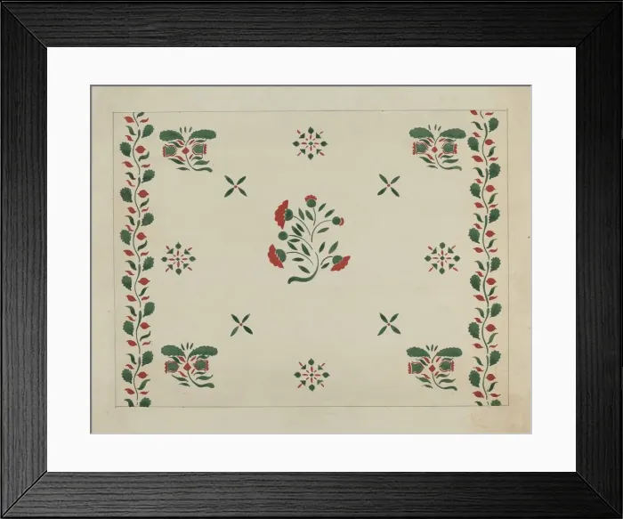 Framed Print : Wall Stencil (From an Inn), c. 1936. Creator: Ray Holden Framed Print : Wall Stencil (From an Inn), c. 1936. Creator: Ray Holden