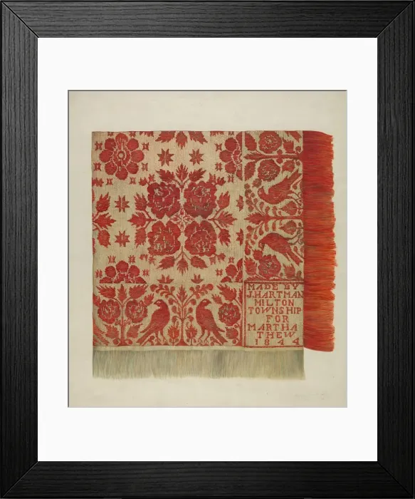 Framed Print : Coverlet, c. 1937. Creator: Harry Jennings