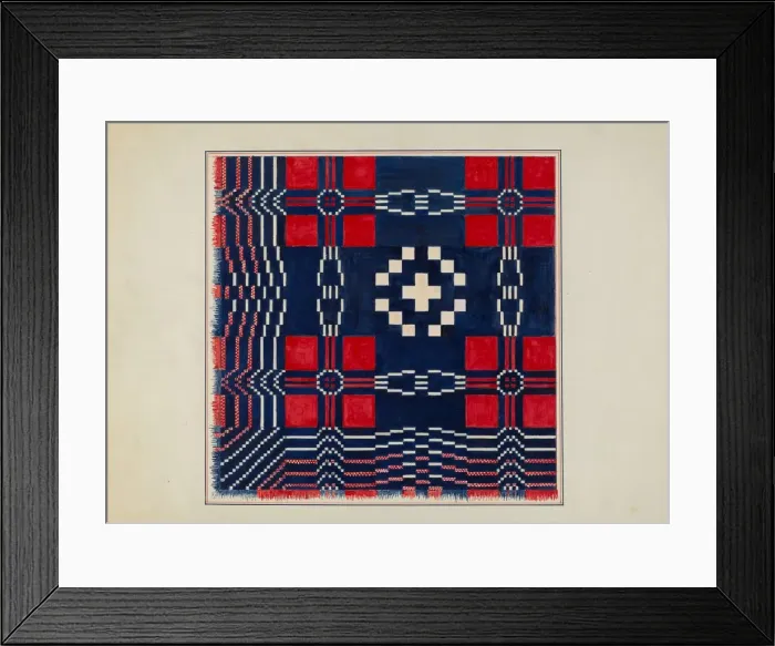 Framed Print : Woven Coverlet, c. 1936. Creator: Margaret Linsley Framed Print : Woven Coverlet, c. 1936. Creator: Margaret Linsley