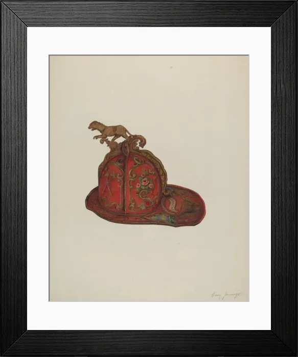 Framed Print : Firemans Hat, c. 1937. Creator: Harry Jennings Framed Print : Firemans Hat, c. 1937. Creator: Harry Jennings