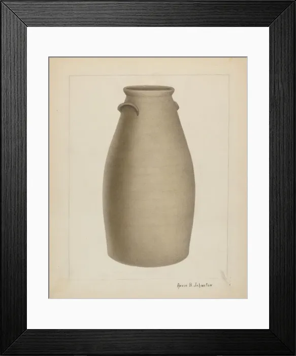 Framed Print : Stoneware Churn, c. 1937. Creator: Annie B Johnston Framed Print : Stoneware Churn, c. 1937. Creator: Annie B Johnston