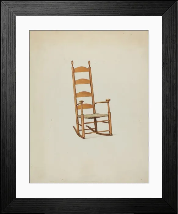 Framed Print : Shaker Mushroom Rocker, c. 1936. Creator: Ray Holden Framed Print : Shaker Mushroom Rocker, c. 1936. Creator: Ray Holden