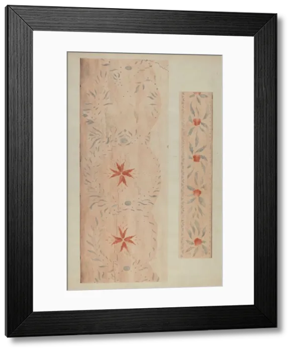 Framed Print : Stencilled Wall (From an Inn), c. 1937. Creator: Ray Holden Framed Print : Stencilled Wall (From an Inn), c. 1937. Creator: Ray Holden