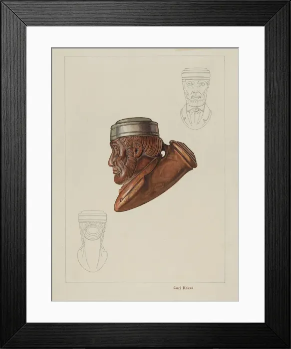 Framed Print : Pipe Head: Lincoln, c. 1937. Creator: Carl Keksi Framed Print : Pipe Head: Lincoln, c. 1937. Creator: Carl Keksi