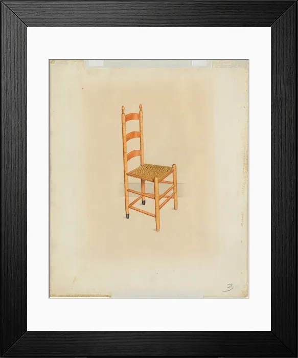 Framed Print : Shaker Tilting Chair, c. 1937. Creator: John W Kelleher Framed Print : Shaker Tilting Chair, c. 1937. Creator: John W Kelleher