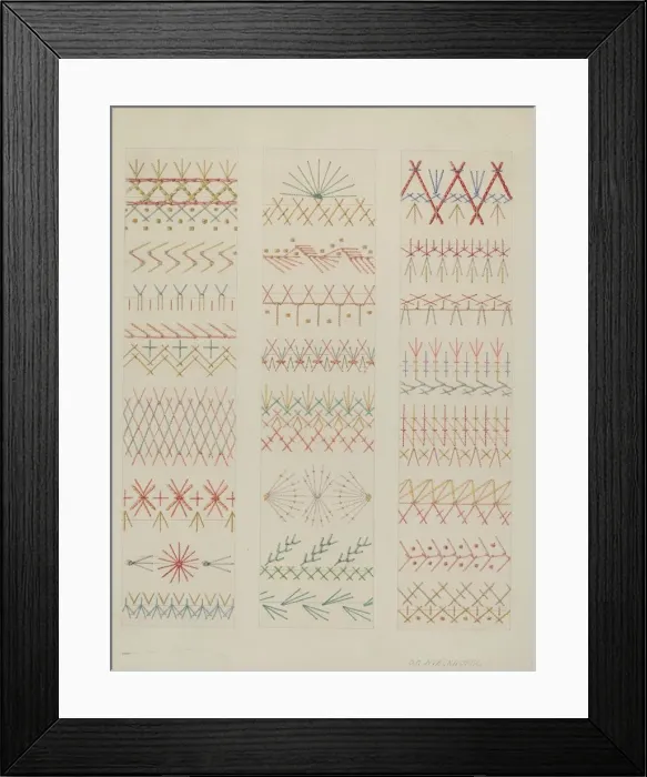 Framed Print : Crazy Quilt (Stitches), c. 1937. Creator: William Kieckhofel Framed Print : Crazy Quilt (Stitches), c. 1937. Creator: William Kieckhofel