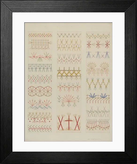 Framed Print : Crazy Quilt Stitches, c. 1937. Creator: William Kieckhofel Framed Print : Crazy Quilt Stitches, c. 1937. Creator: William Kieckhofel