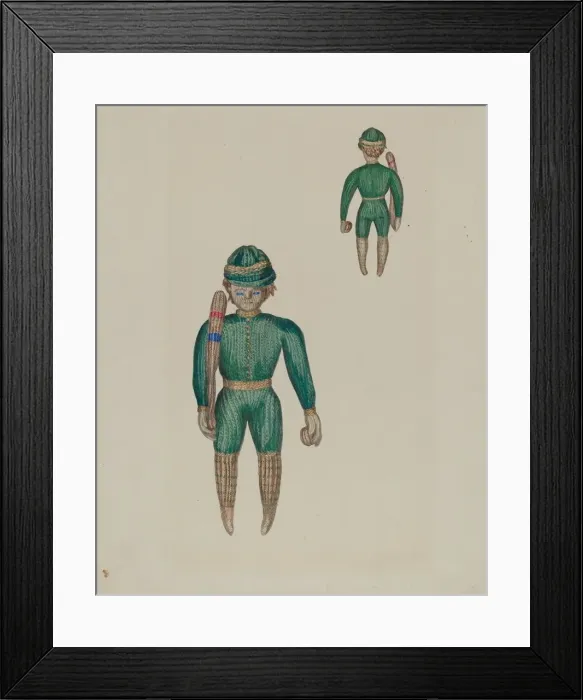 Framed Print : Knitted Doll, c. 1936. Creator: Jane Iverson Framed Print : Knitted Doll, c. 1936. Creator: Jane Iverson