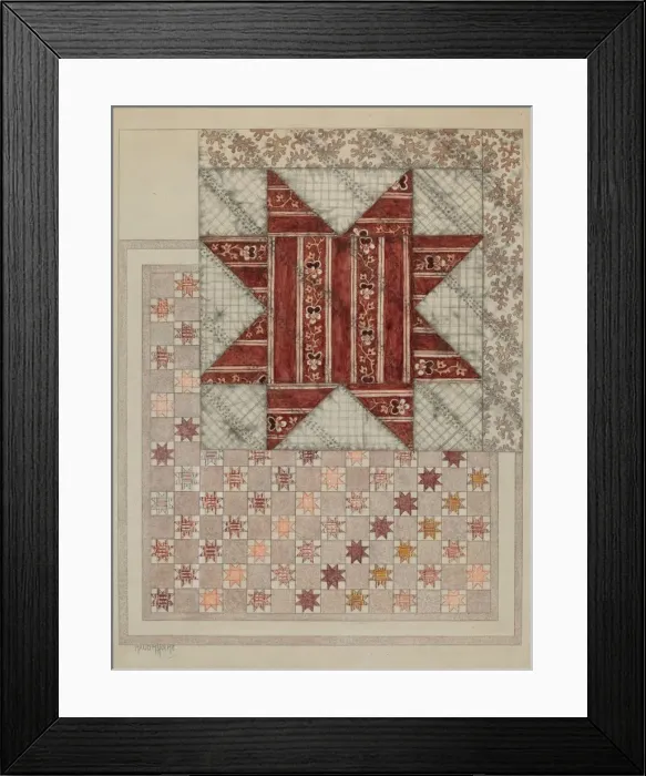 Framed Print : Pieced and Quilted Coverlet, c. 1937. Creator: Maud M Holme Framed Print : Pieced and Quilted Coverlet, c. 1937. Creator: Maud M Holme