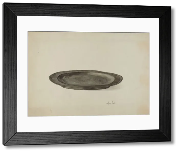 Framed Print : Pewter Plate, c. 1937. Creator: Geoffrey Holt Framed Print : Pewter Plate, c. 1937. Creator: Geoffrey Holt