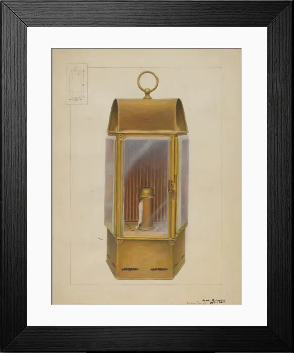 Framed Print : Wardroom Lamp from Constitution, c. 1937. Creator: James M. Lawson Framed Print : Wardroom Lamp from Constitution, c. 1937. Creator: James M. Lawson