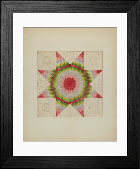 Framed Print : Patchwork Quilt, c. 1936. Creator: Jules Lefevere Framed Print : Patchwork Quilt, c. 1936. Creator: Jules Lefevere