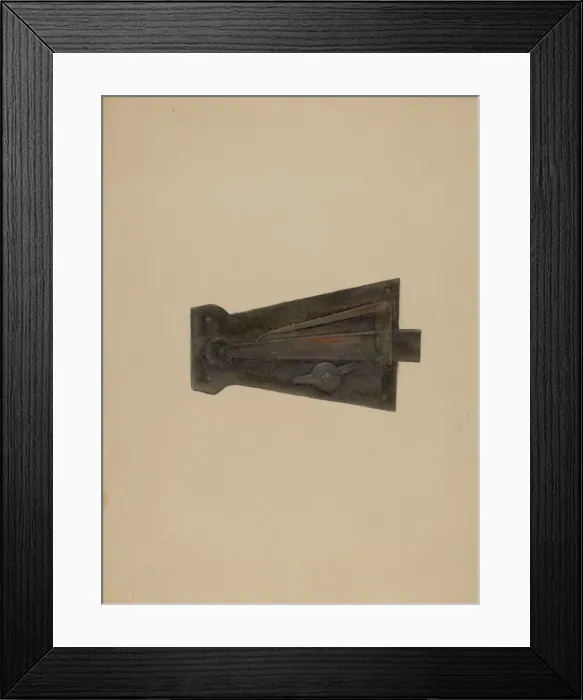 Framed Print : Wrought Iron Latch Lock, c. 1936. Creator: Henry Meyers Framed Print : Wrought Iron Latch Lock, c. 1936. Creator: Henry Meyers