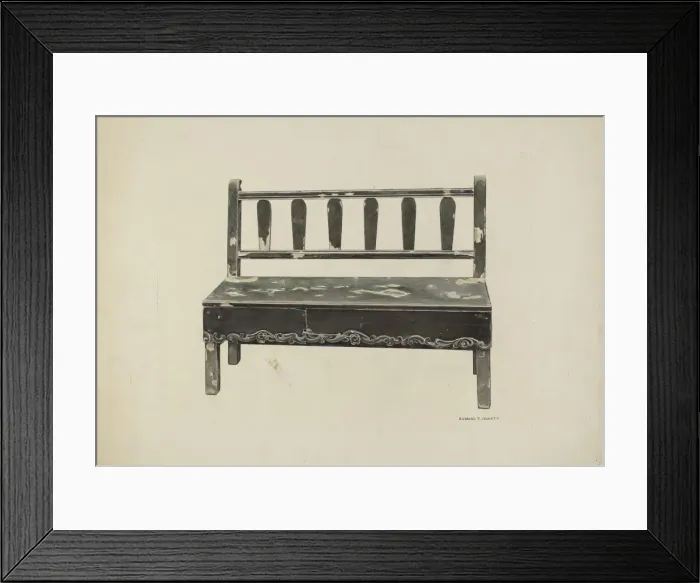 Framed Print : Spanish Colonial Mission Bench, c. 1937. Creator: Edward Jewett Framed Print : Spanish Colonial Mission Bench, c. 1937. Creator: Edward Jewett