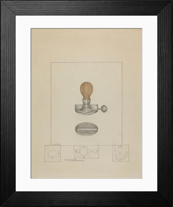 Framed Print : Pewter Stamp, c. 1937. Creator: Henry Meyers Framed Print : Pewter Stamp, c. 1937. Creator: Henry Meyers