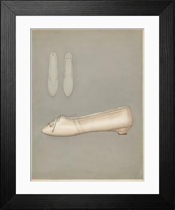 Framed Print : Womans Slipper, c. 1937. Creator: Marie Mitchell Framed Print : Womans Slipper, c. 1937. Creator: Marie Mitchell