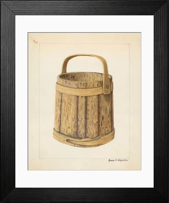 Framed Print : Wooden Sugar Bucket, c. 1938. Creator: Annie B Johnston Framed Print : Wooden Sugar Bucket, c. 1938. Creator: Annie B Johnston