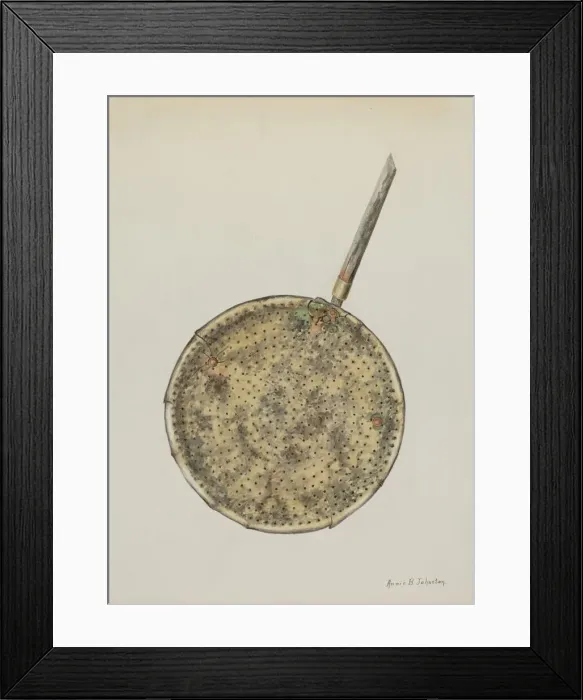 Framed Print : Brass Sugar Skimmer, c. 1938. Creator: Annie B Johnston Framed Print : Brass Sugar Skimmer, c. 1938. Creator: Annie B Johnston