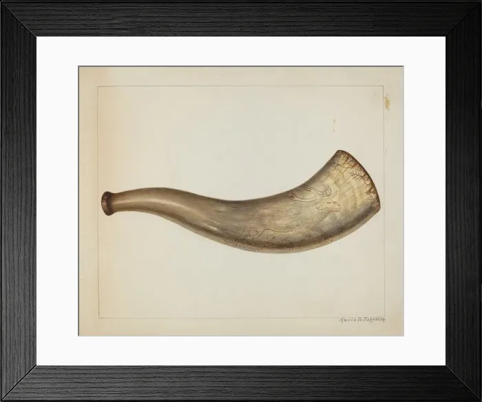 Framed Print : Powder Horn, c. 1938. Creator: Annie B Johnston Framed Print : Powder Horn, c. 1938. Creator: Annie B Johnston