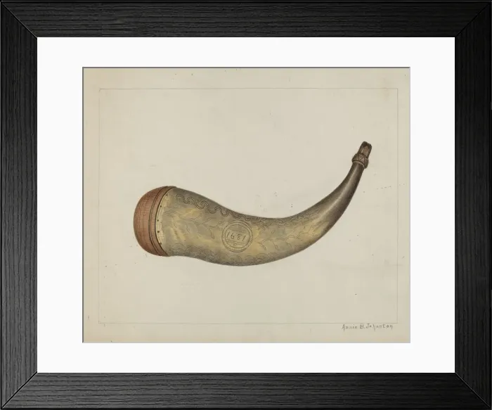 Framed Print : Powder Flask, c. 1938. Creator: Annie B Johnston Framed Print : Powder Flask, c. 1938. Creator: Annie B Johnston