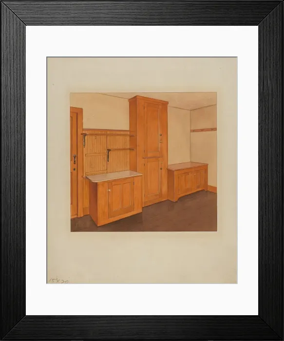 Framed Print : Built-in Cupboard, c. 1938. Creator: John W Kelleher Framed Print : Built-in Cupboard, c. 1938. Creator: John W Kelleher