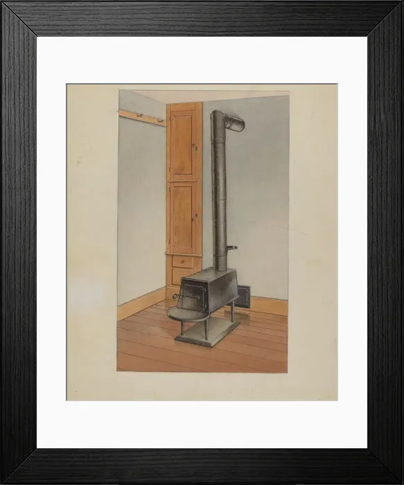 Framed Print : Shaker Stove, c. 1938. Creator: John W Kelleher Framed Print : Shaker Stove, c. 1938. Creator: John W Kelleher
