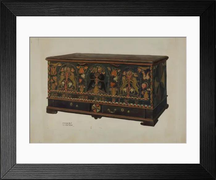 Framed Print : Pa. German Painted Chest, c. 1938. Creator: Frances Lichten Framed Print : Pa. German Painted Chest, c. 1938. Creator: Frances Lichten