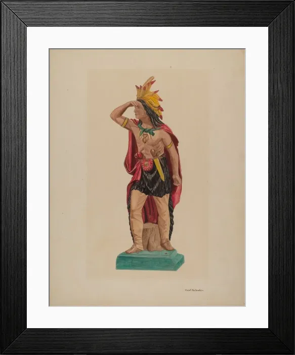 Framed Print : Cigar Store Indian, c. 1941. Creator: Violet Hartenstein Framed Print : Cigar Store Indian, c. 1941. Creator: Violet Hartenstein