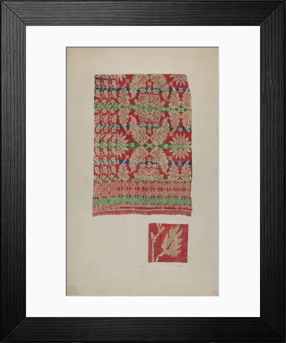 Framed Print : Coverlet, c. 1941. Creator: Betty Jacob Framed Print : Coverlet, c. 1941. Creator: Betty Jacob