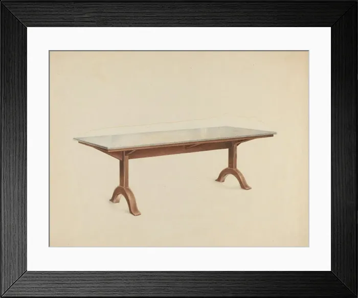 Framed Print : Shaker Dining Table with Marble Top, c. 1953. Creator: John W Kelleher Framed Print : Shaker Dining Table with Marble Top, c. 1953. Creator: John W Kelleher