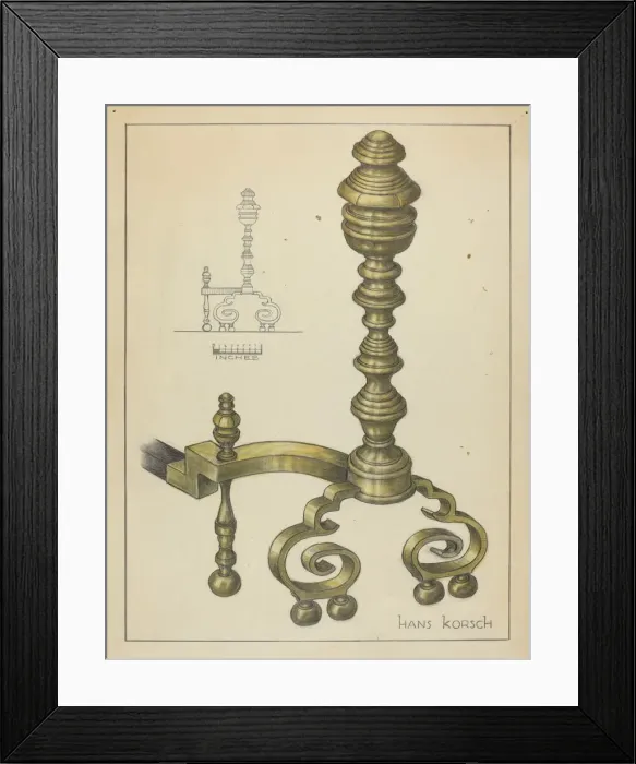 Framed Print : Andirons, c. 1953. Creator: Hans Korsch Framed Print : Andirons, c. 1953. Creator: Hans Korsch