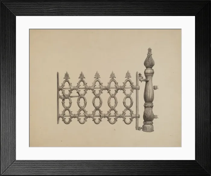 Framed Print : Gate and Gatepost, c. 1940. Creator: Jerome Hoxie Framed Print : Gate and Gatepost, c. 1940. Creator: Jerome Hoxie