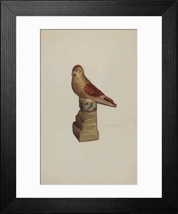 Framed Print : Chalkware Bird, c. 1940. Creator: Elmer R. Kottcamp Framed Print : Chalkware Bird, c. 1940. Creator: Elmer R. Kottcamp