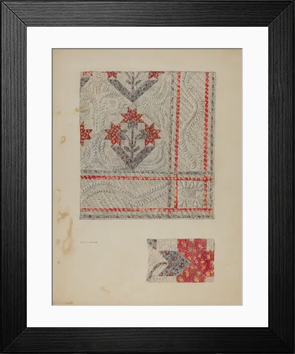 Framed Print : Quilt, c. 1941. Creator: Betty Jacob Framed Print : Quilt, c. 1941. Creator: Betty Jacob