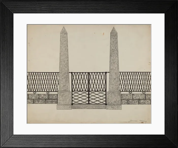Framed Print : Fence and Posts, c. 1936. Creator: Mary E Humes Framed Print : Fence and Posts, c. 1936. Creator: Mary E Humes