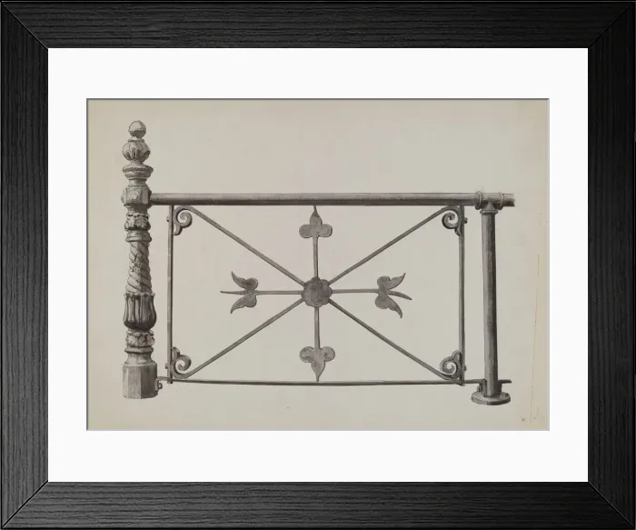 Framed Print : Fence, c. 1936. Creator: Florence Huston Framed Print : Fence, c. 1936. Creator: Florence Huston