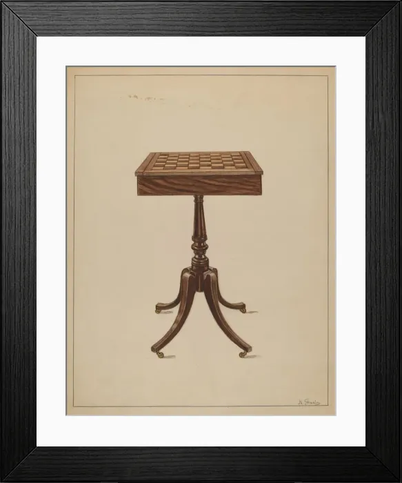 Framed Print : Checker Table, 1936. Creator: Nicholas Gorid Framed Print : Checker Table, 1936. Creator: Nicholas Gorid