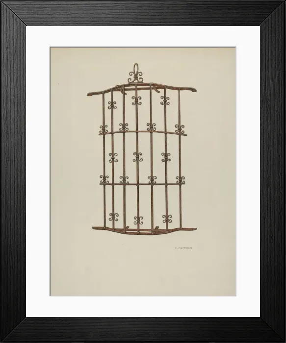 Framed Print : Iron Grille at Window, 1941. Creator: William Kieckhofel Framed Print : Iron Grille at Window, 1941. Creator: William Kieckhofel